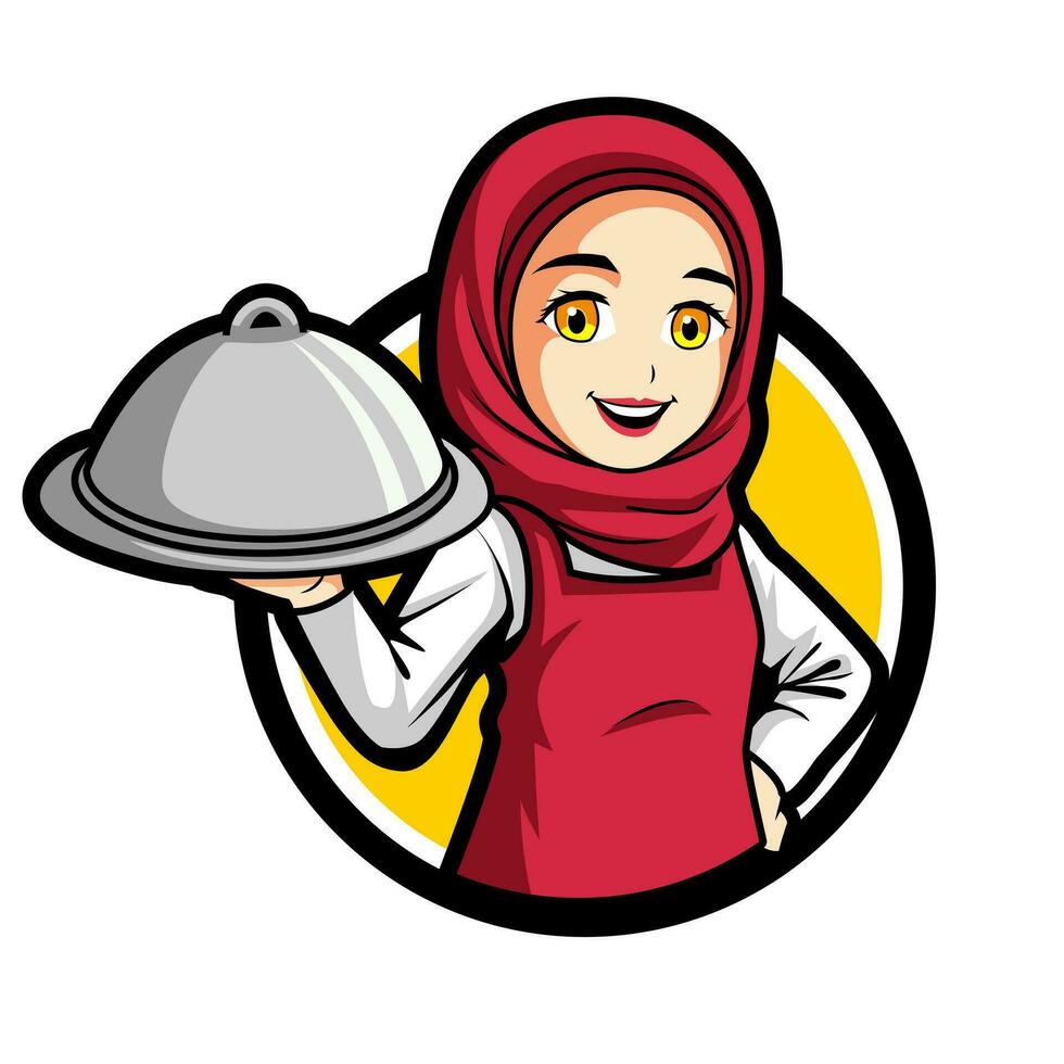 musulmán hembra cocinero con hijab vector