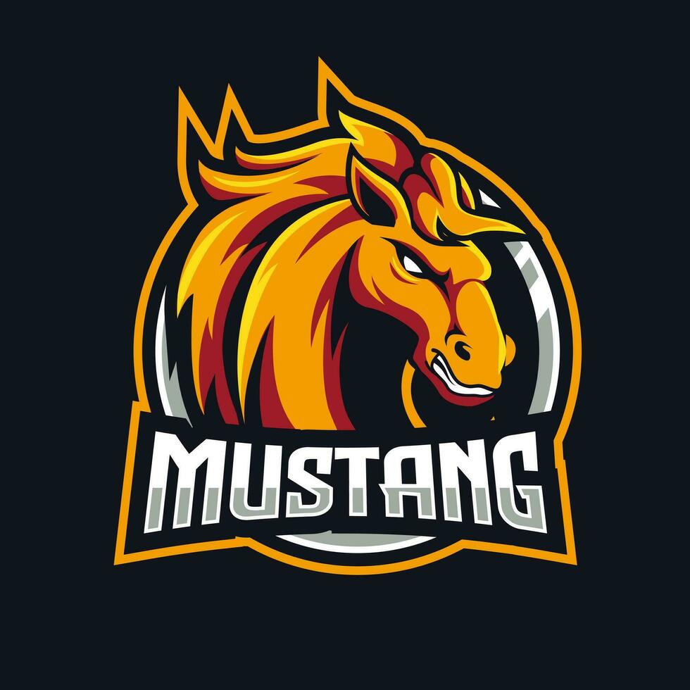 angry mustang mascot vector