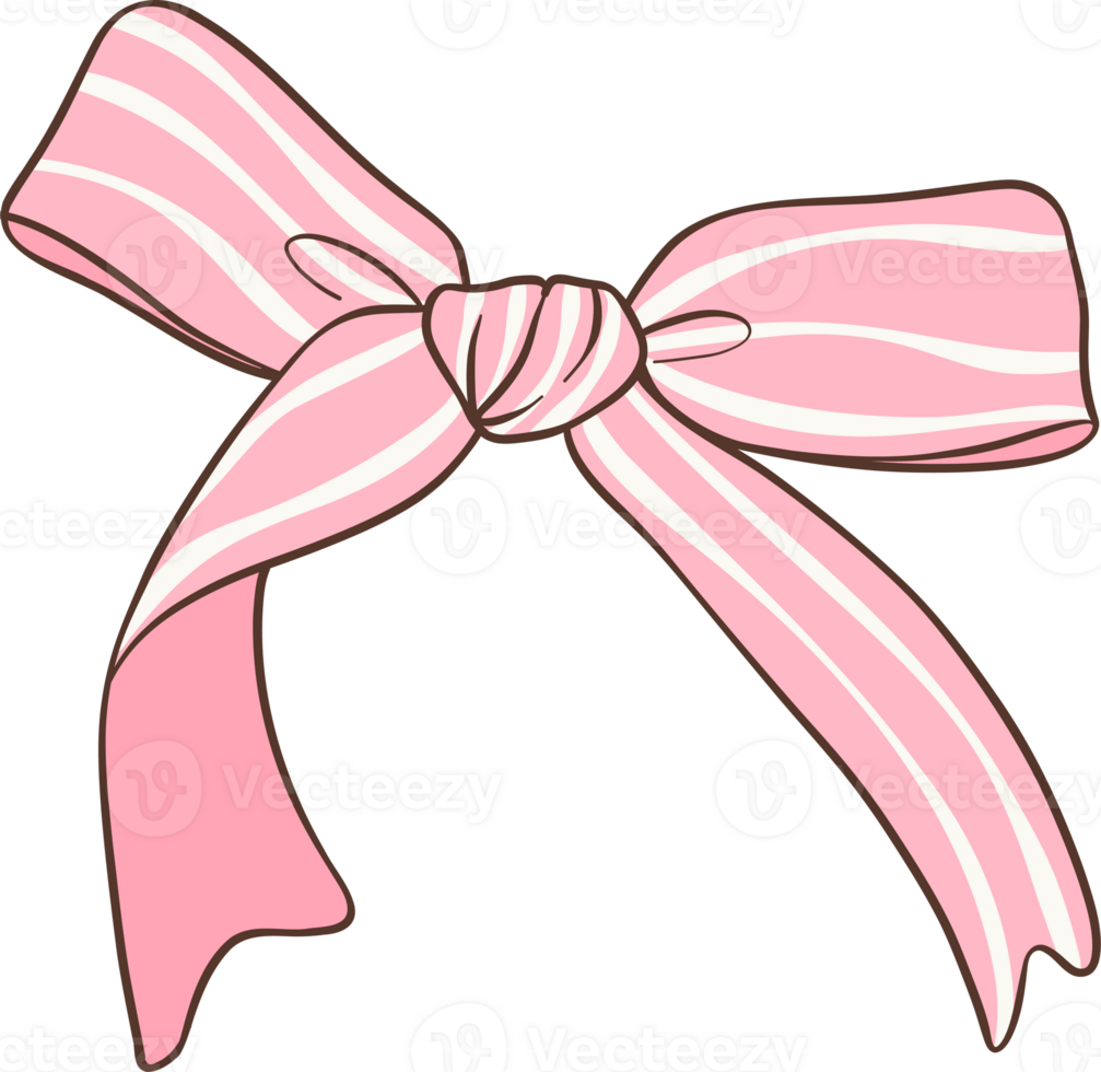 Pink Coquette bow doodle hand drawn png