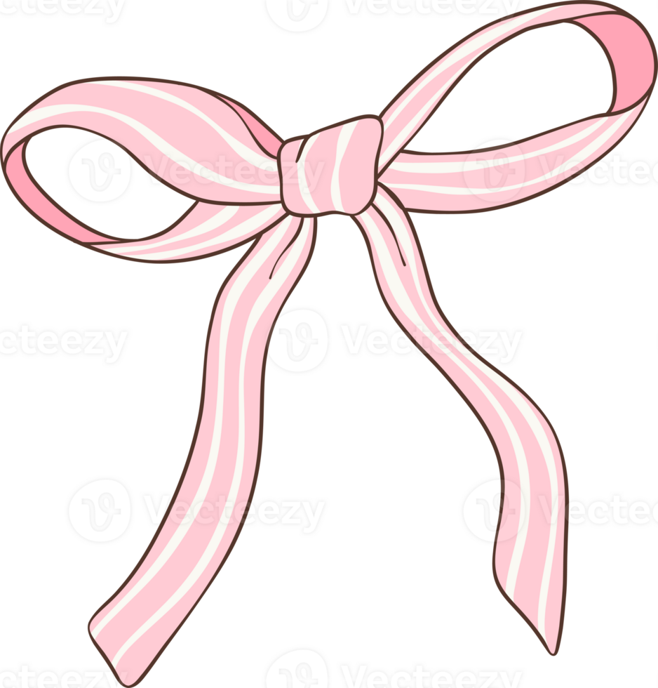 Pink Coquette bow doodle hand drawn png