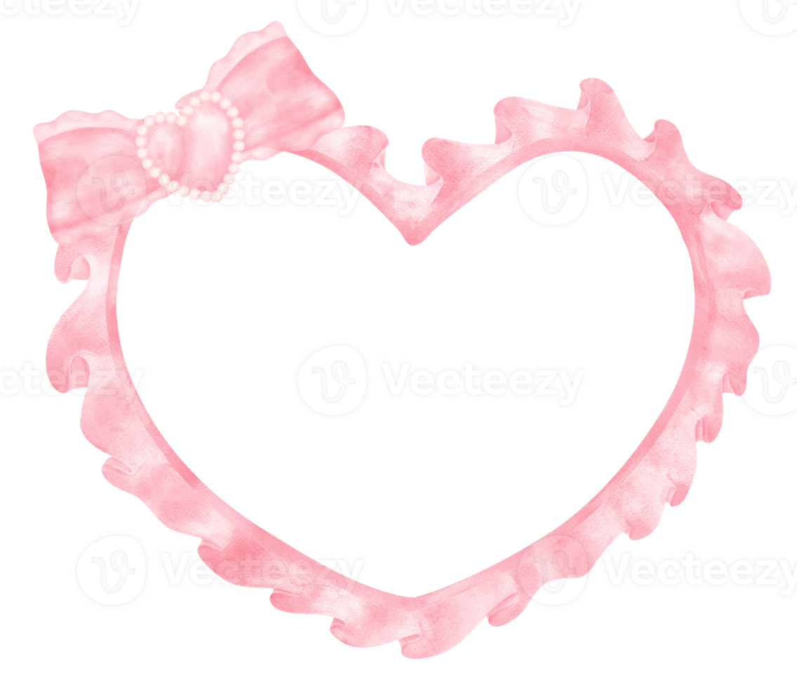 Pink Coquette frame heart shape aesthetic watercolor 36134160 PNG