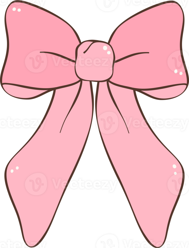 Pink Coquette ribbon bow doodle hand drawn png