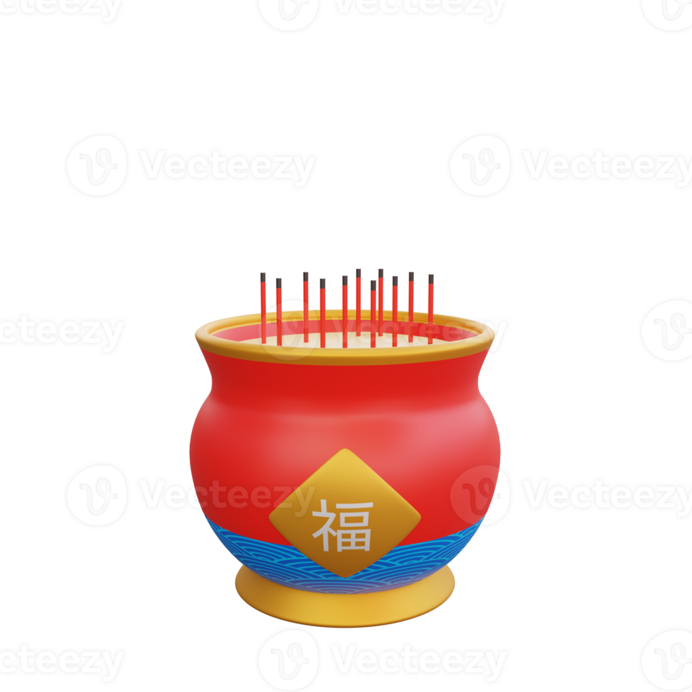 3D illustration of Incense icon Chinese New Year design png