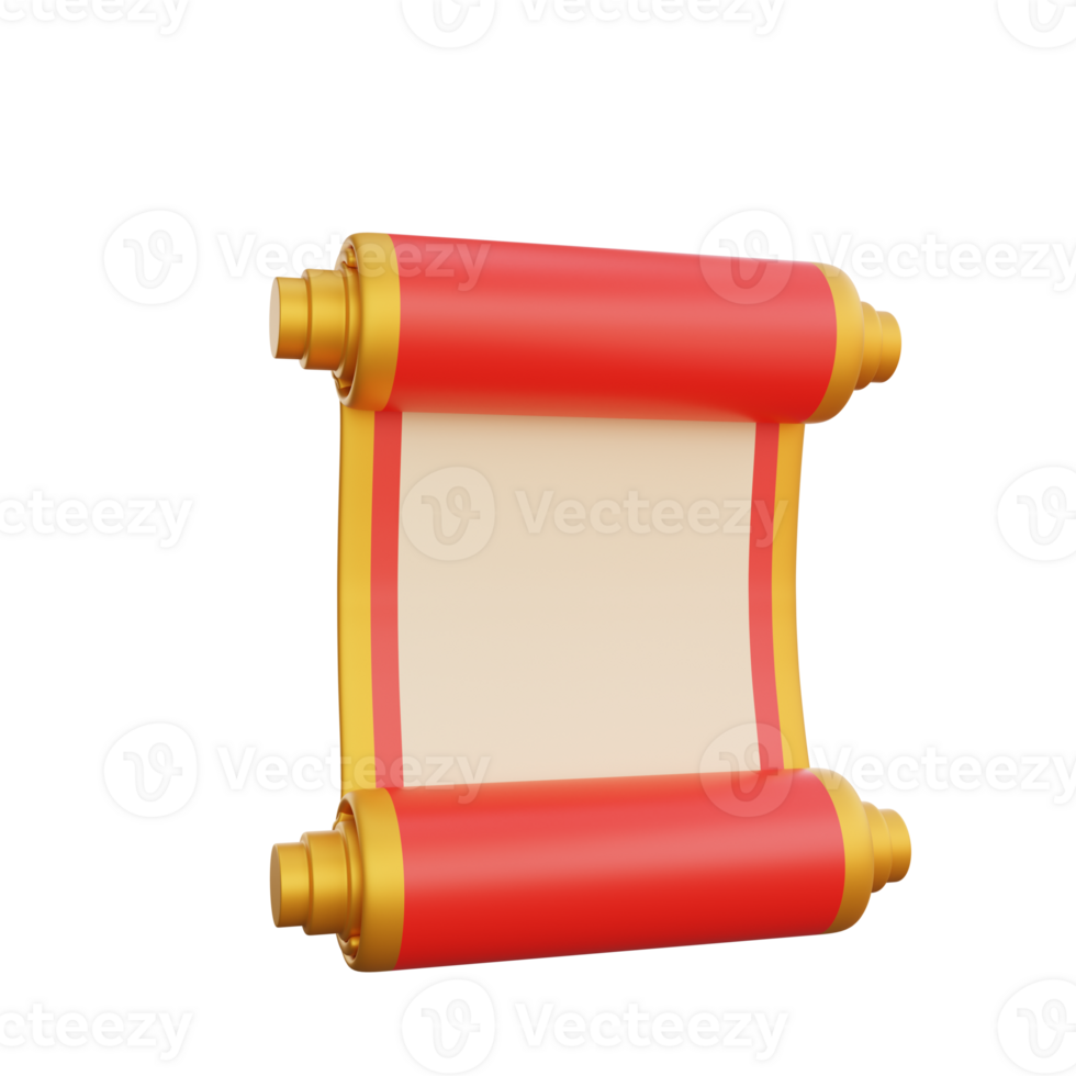 3D illustration of Chinese Scroll Paper icon Chinese New Year design png