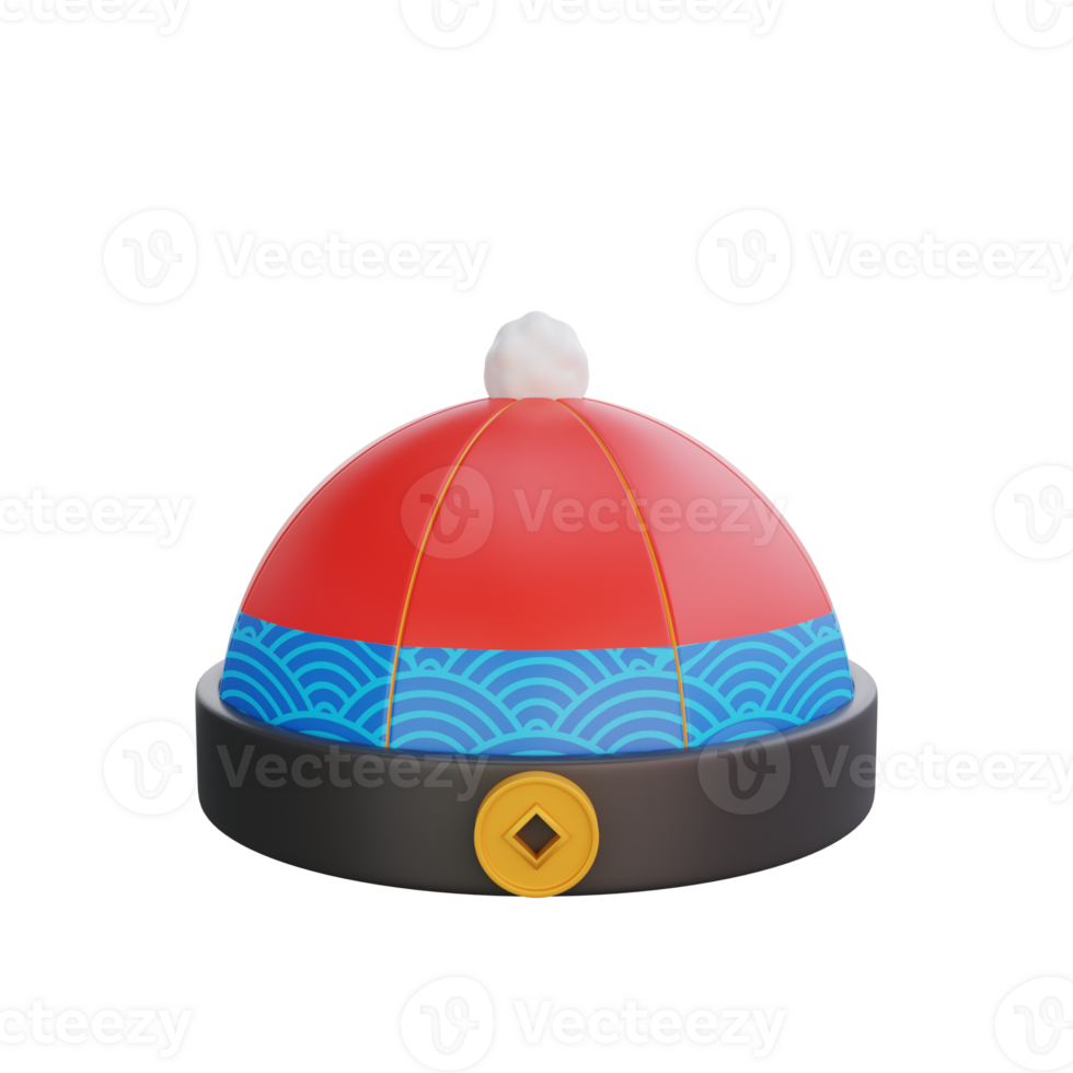 3D illustration of Chinese Hat icon Chinese New Year design png