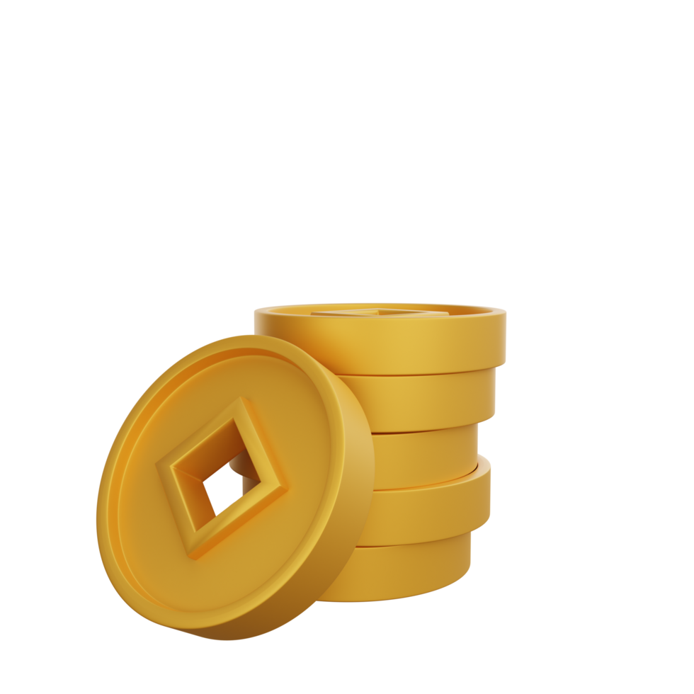 3D illustration of Chinese Coins icon Chinese New Year design png