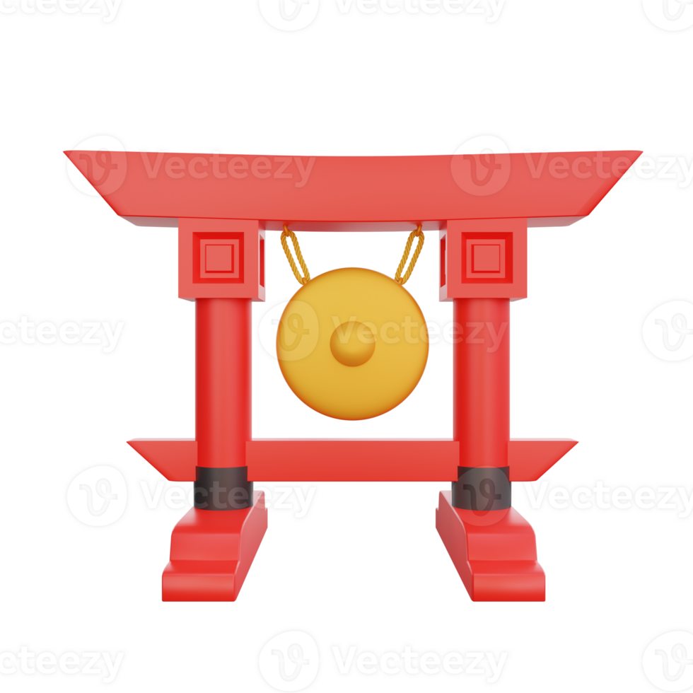 3D illustration of Gong icon Chinese New Year design png