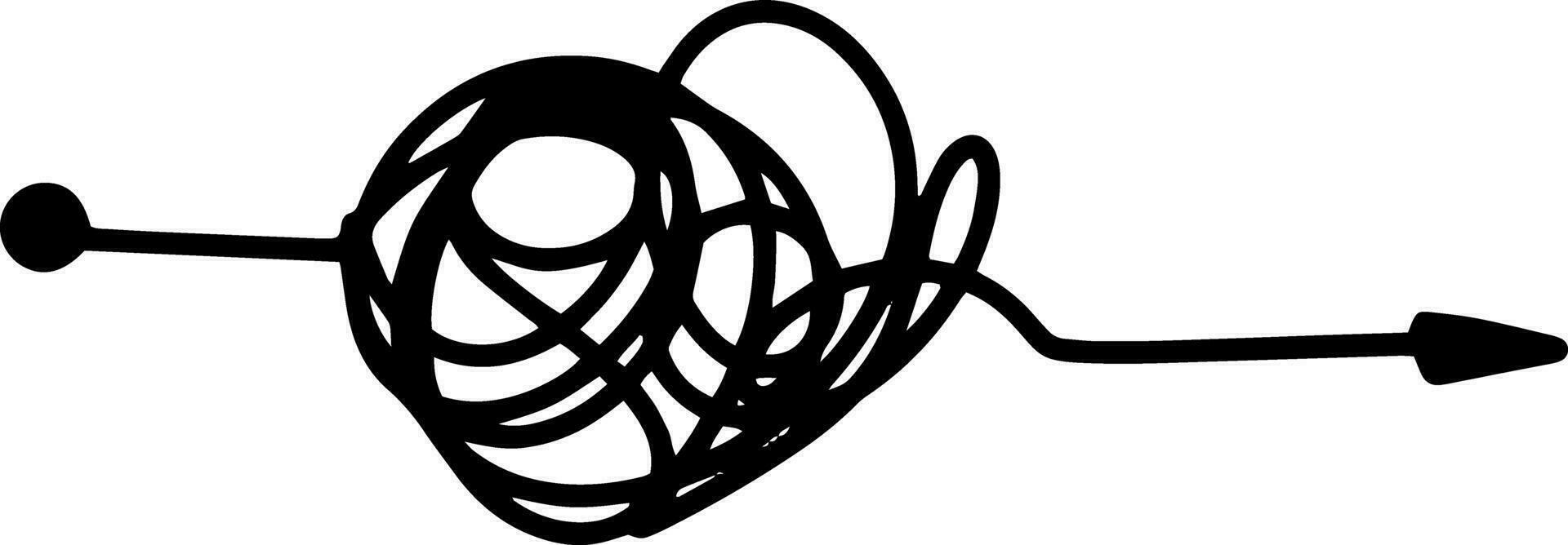 Thoughts get confused chaos in head Arrow doodle illustration vector