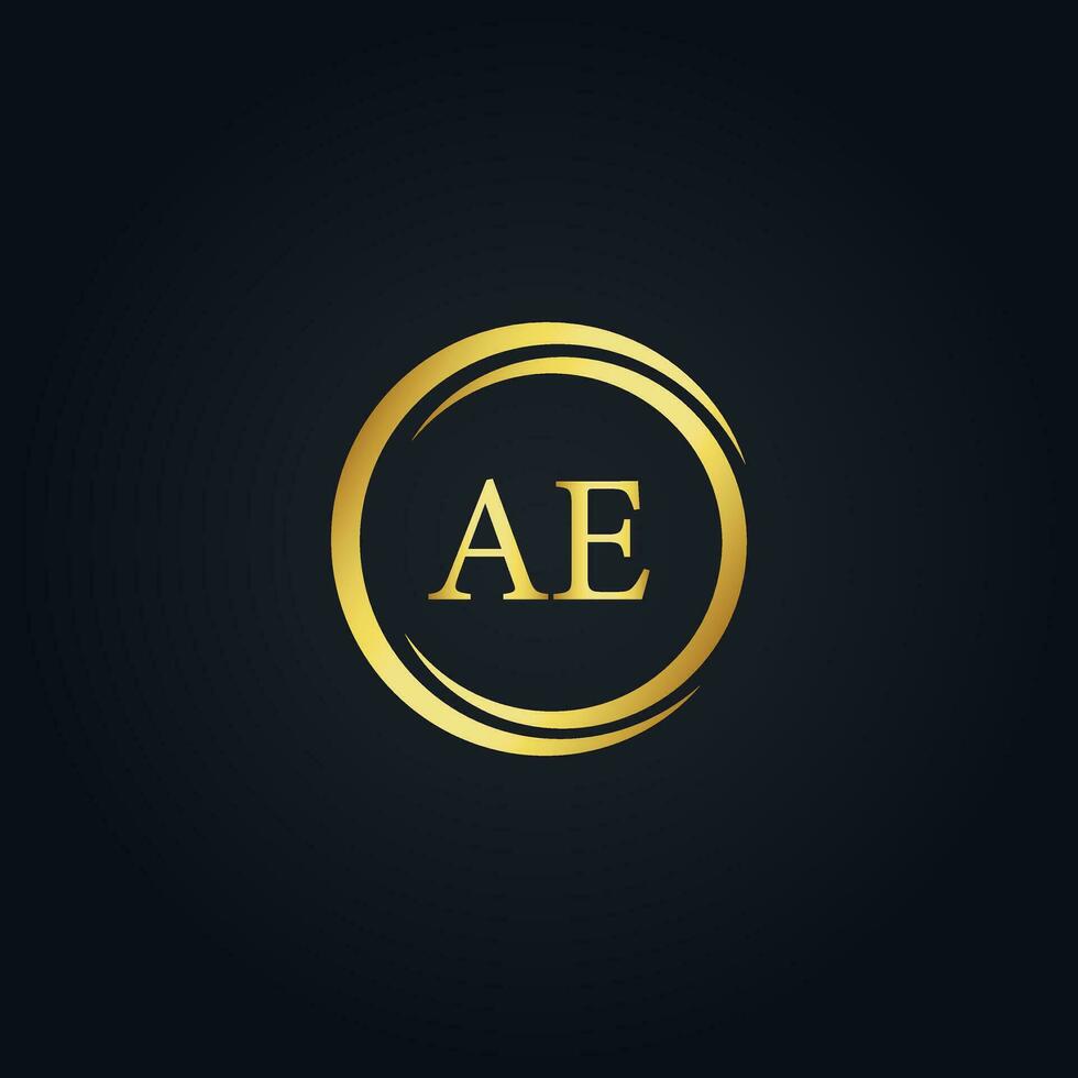 luxury letter AE logo template in gold color. Royal premium logo template vector