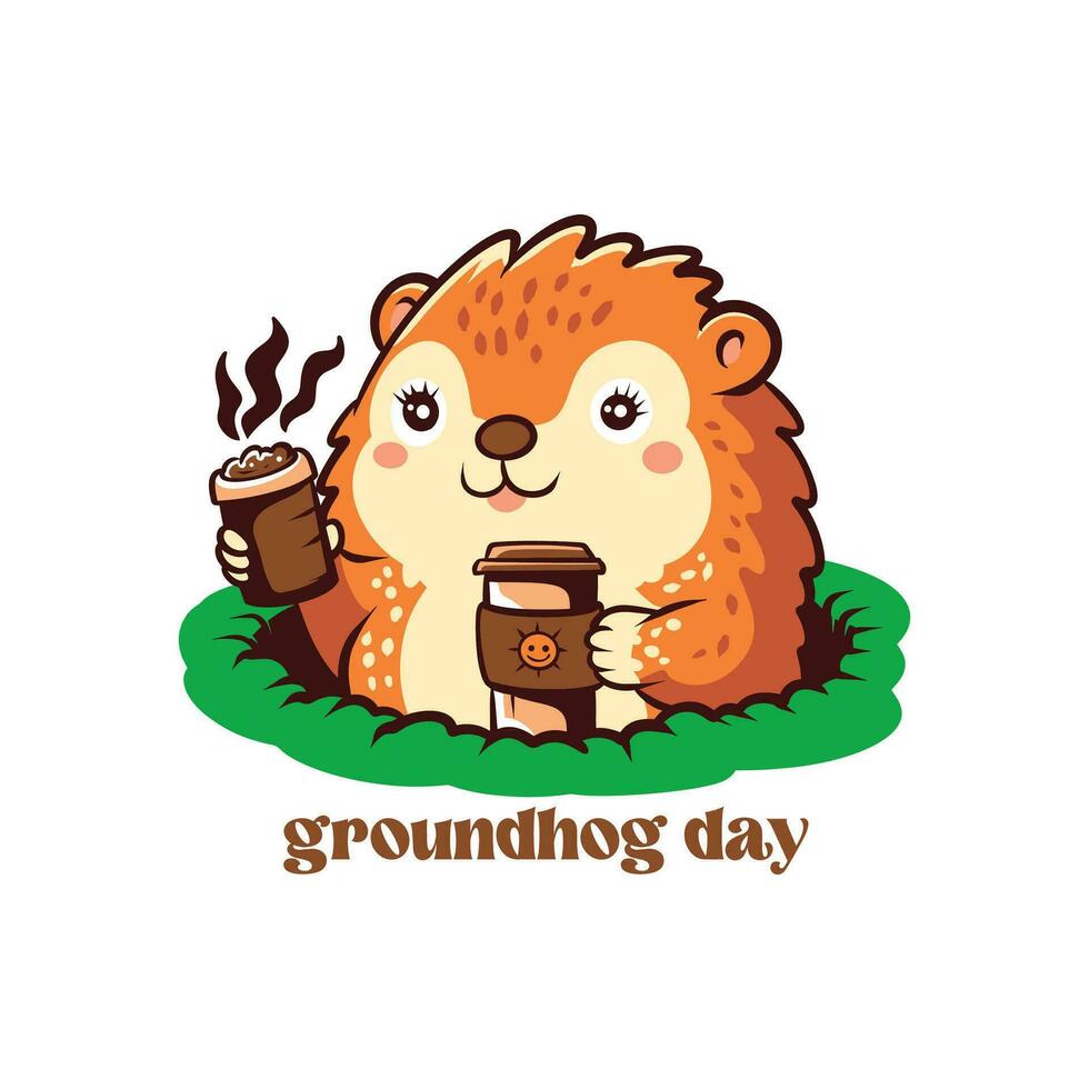 Happy Groundhog Day banner design. stickers vector