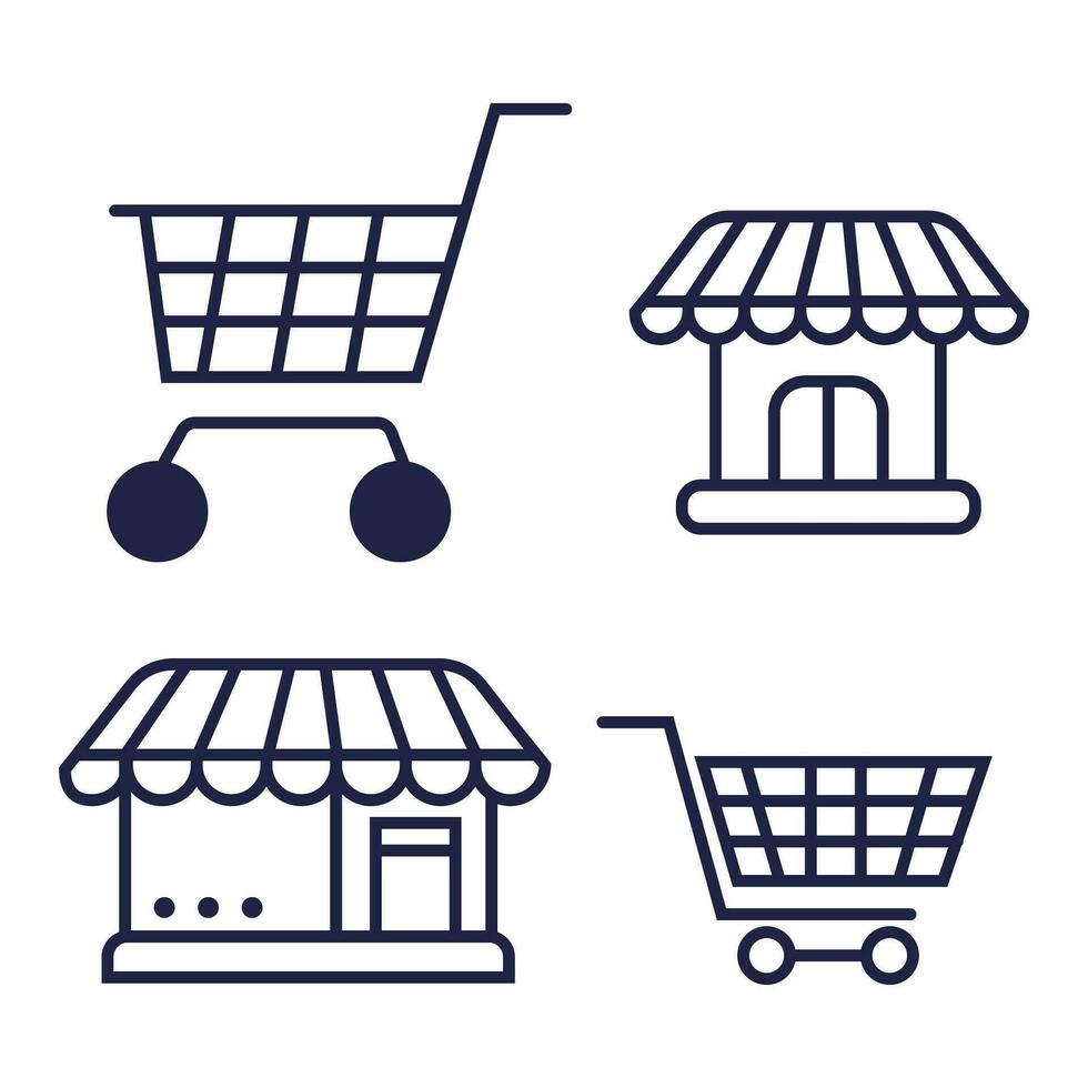 vector set of shopping concept icons