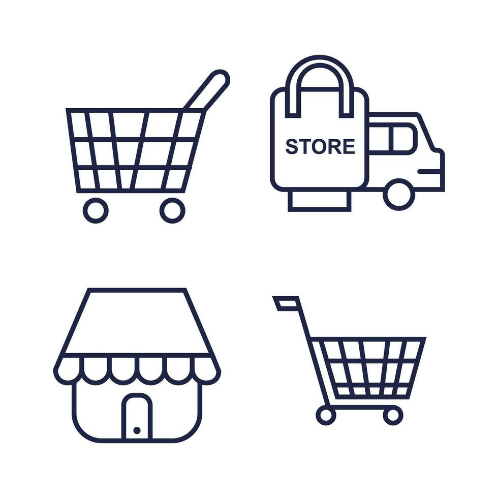 vector set of shopping concept icons