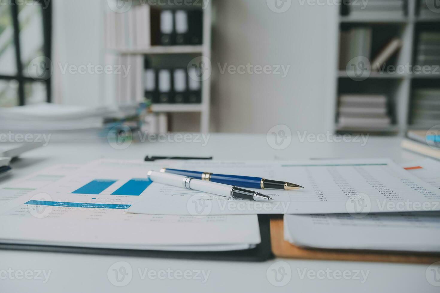 Business graphs and charts on table. Financial development, Banking Account, Statistics photo
