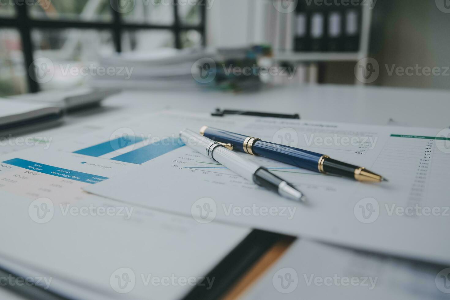 Business graphs and charts on table. Financial development, Banking Account, Statistics photo