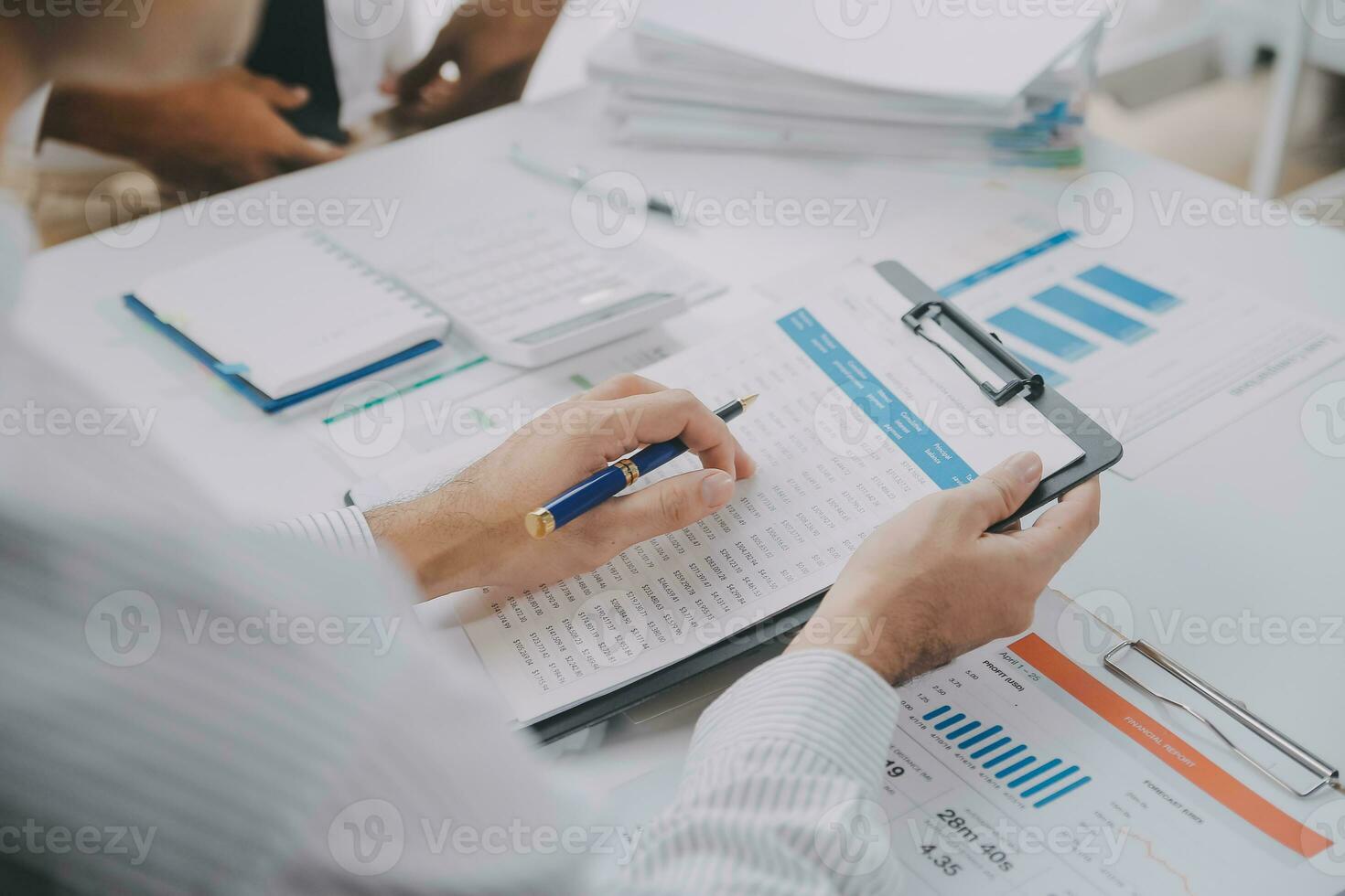 Business graphs and charts on table. Financial development, Banking Account, Statistics photo