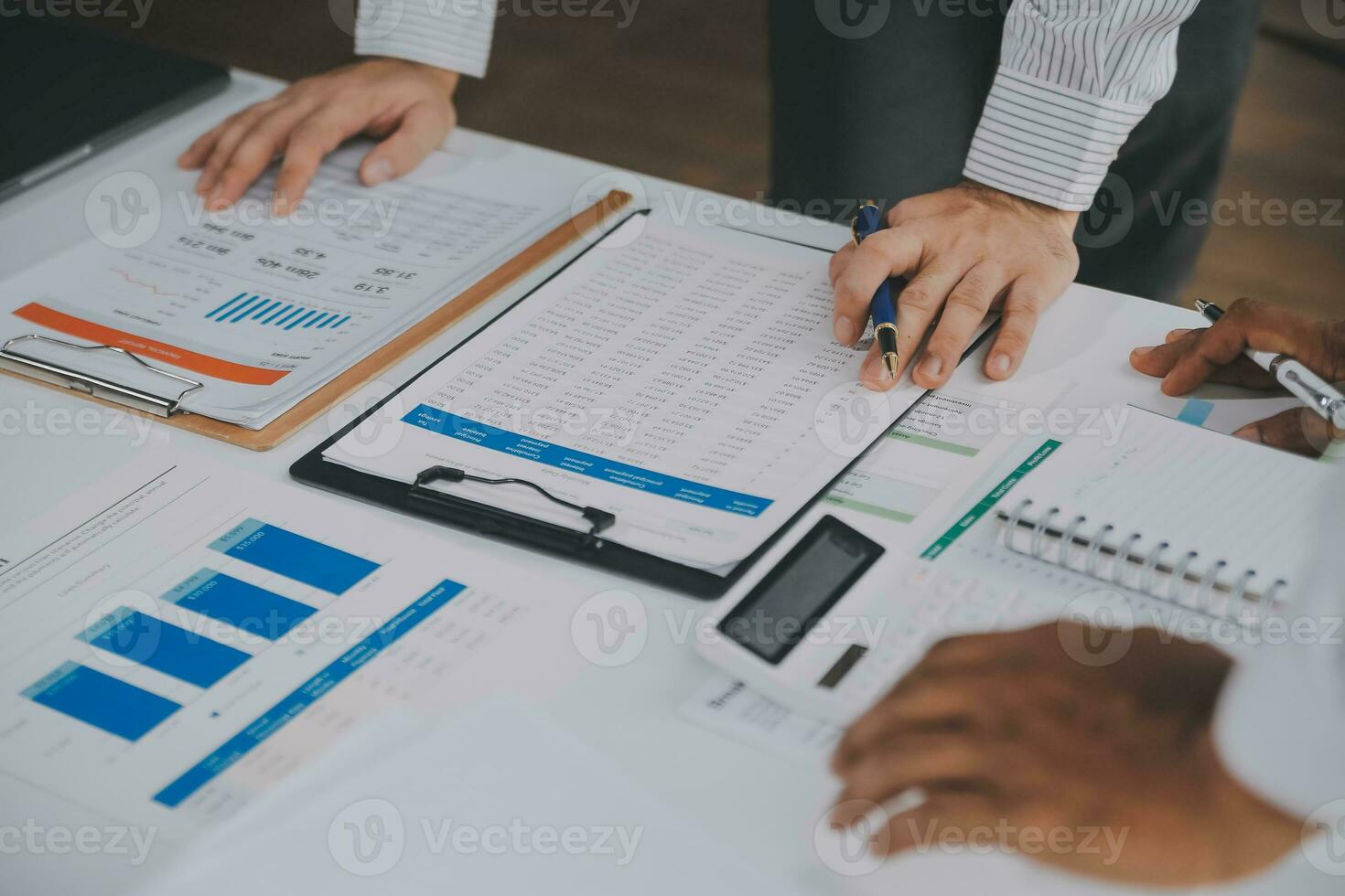 Business graphs and charts on table. Financial development, Banking Account, Statistics photo