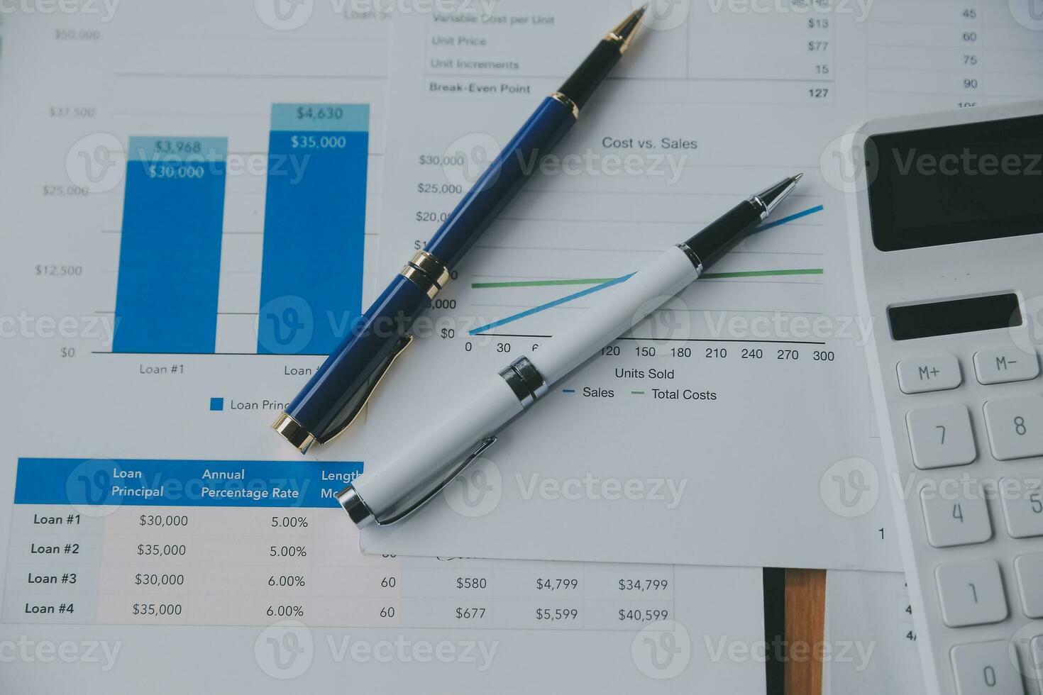 Business graphs and charts on table. Financial development, Banking Account, Statistics photo