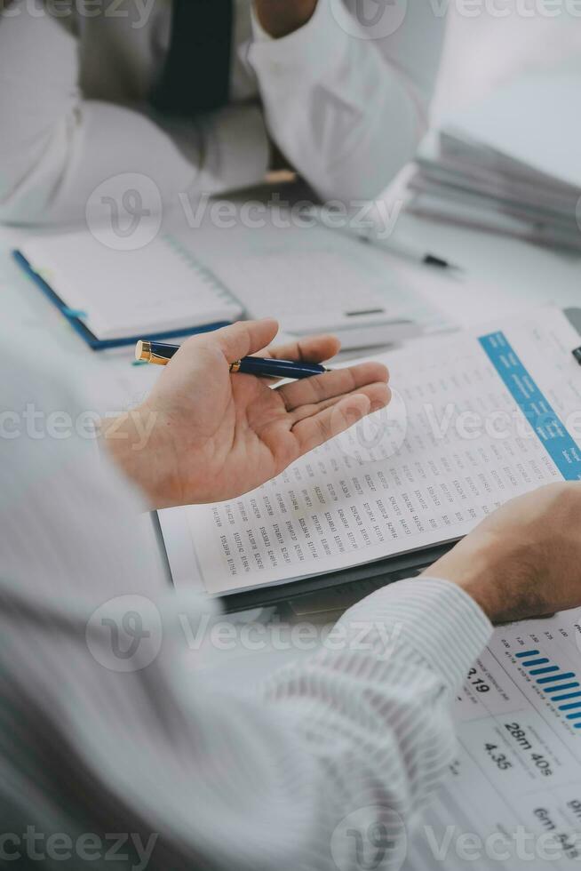 Business graphs and charts on table. Financial development, Banking Account, Statistics photo