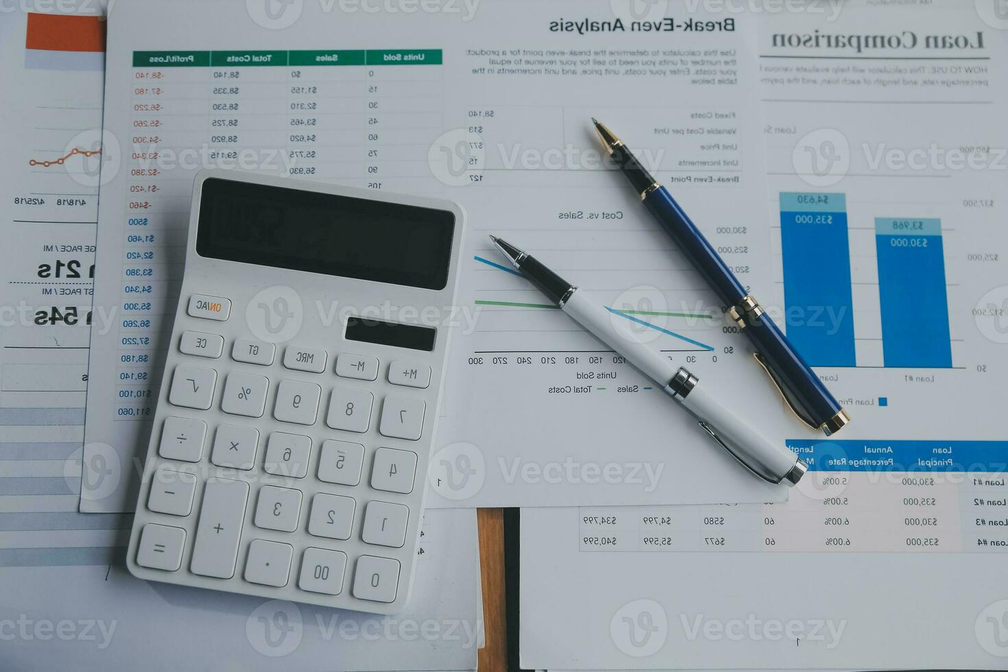 Business graphs and charts on table. Financial development, Banking Account, Statistics photo