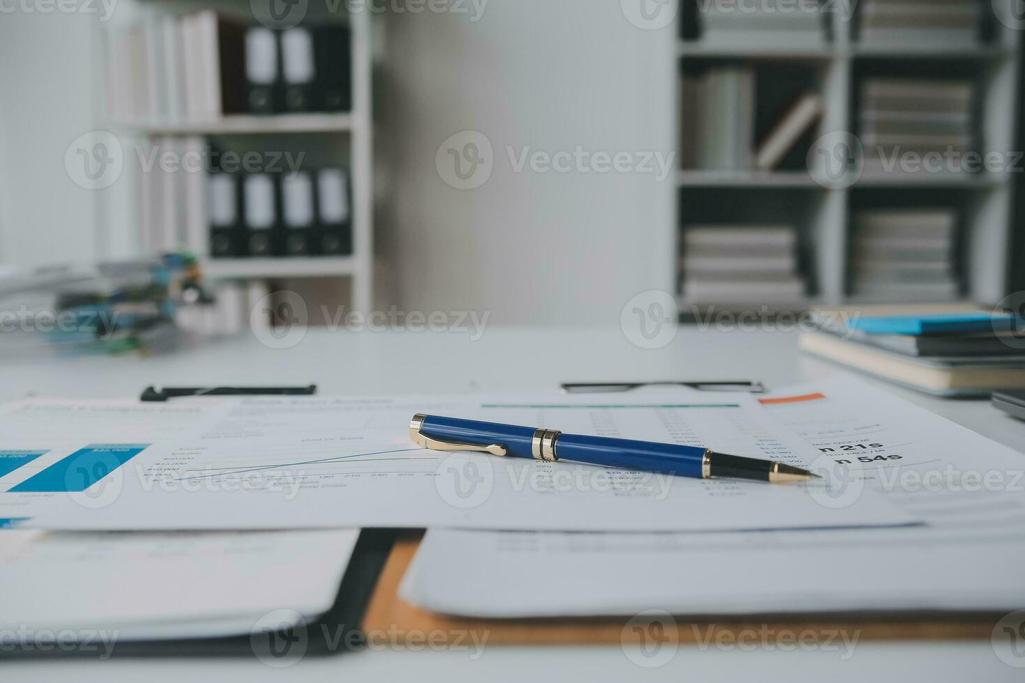 Business graphs and charts on table. Financial development, Banking Account, Statistics photo