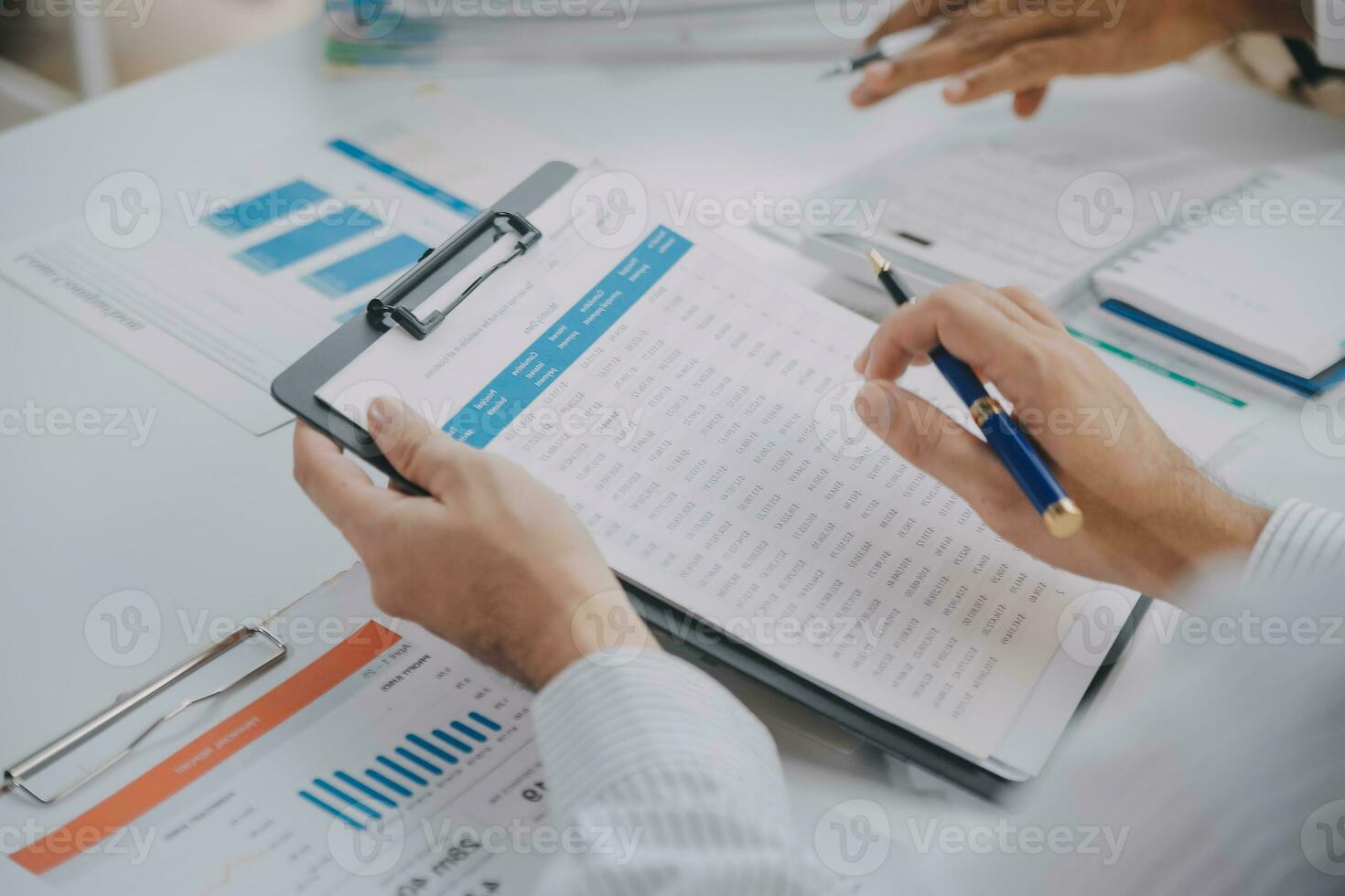 Business graphs and charts on table. Financial development, Banking Account, Statistics photo