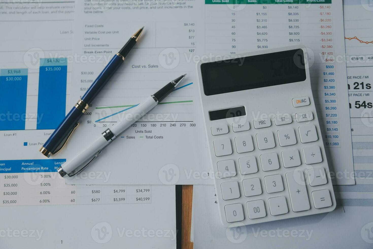 Business graphs and charts on table. Financial development, Banking Account, Statistics photo