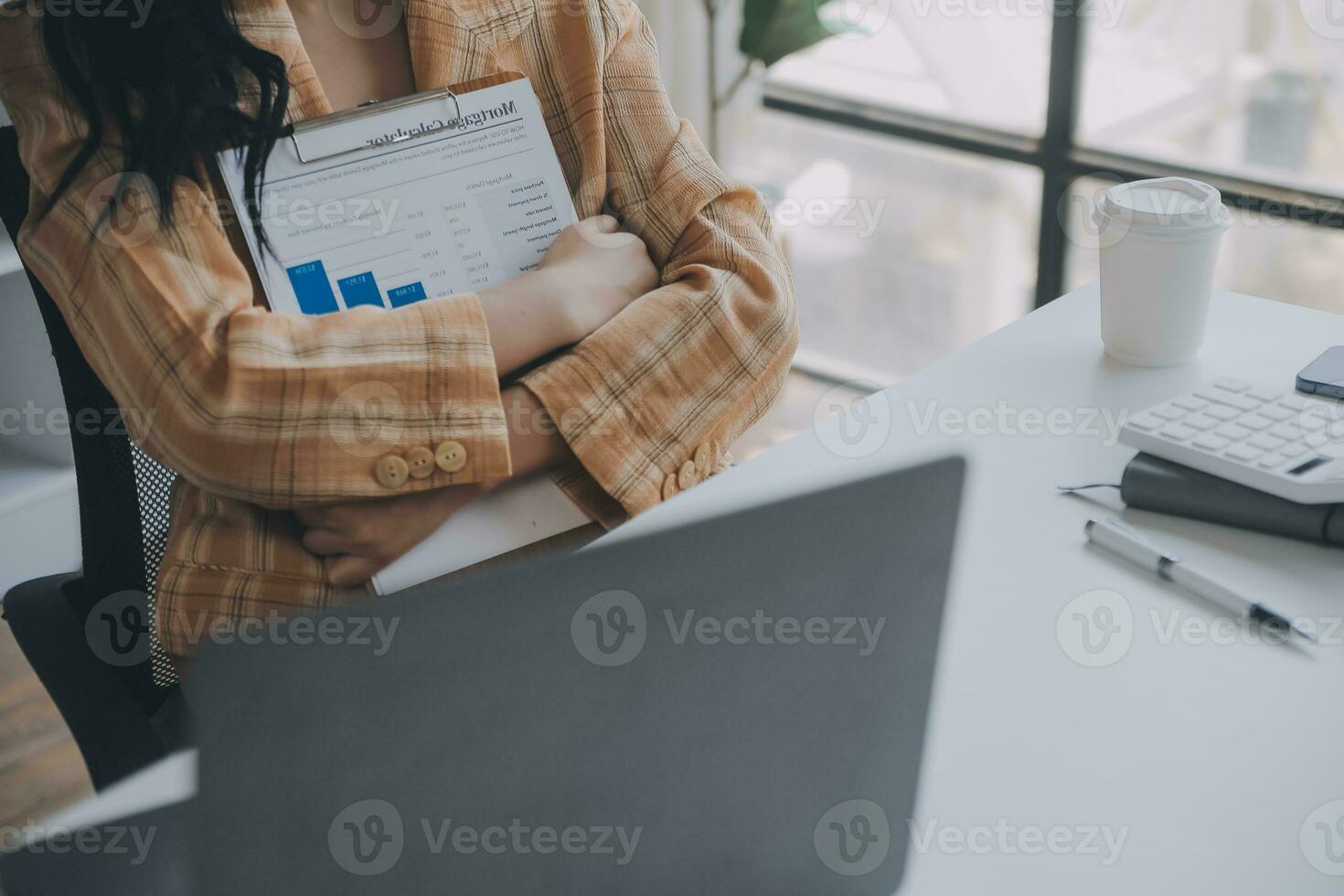 Audit concept,Administrator business man financial inspector and secretary making report calculating balance. Internal Revenue Service checking document. photo