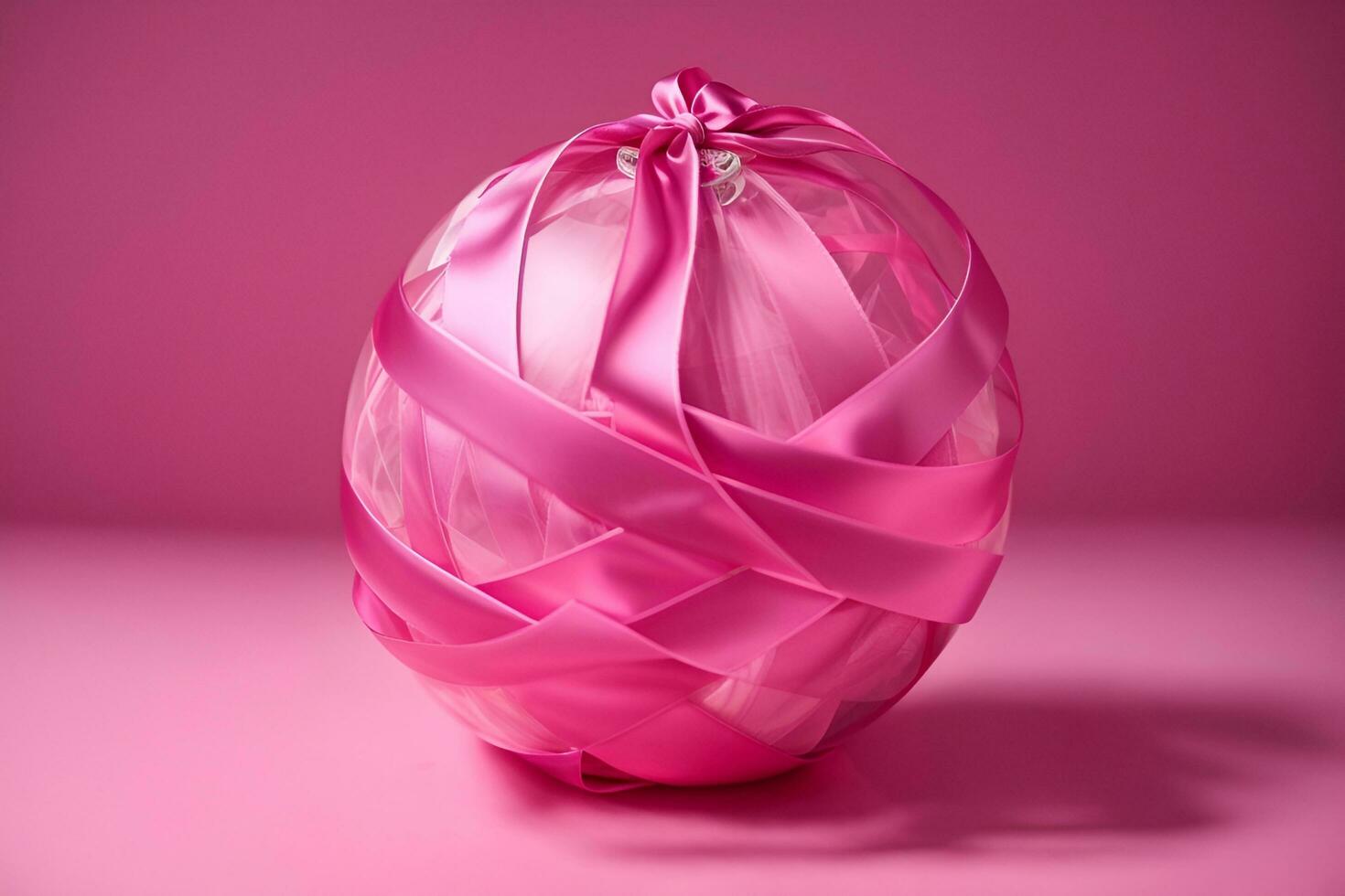 AI generated a pink ribbon wrapped around a globe photo