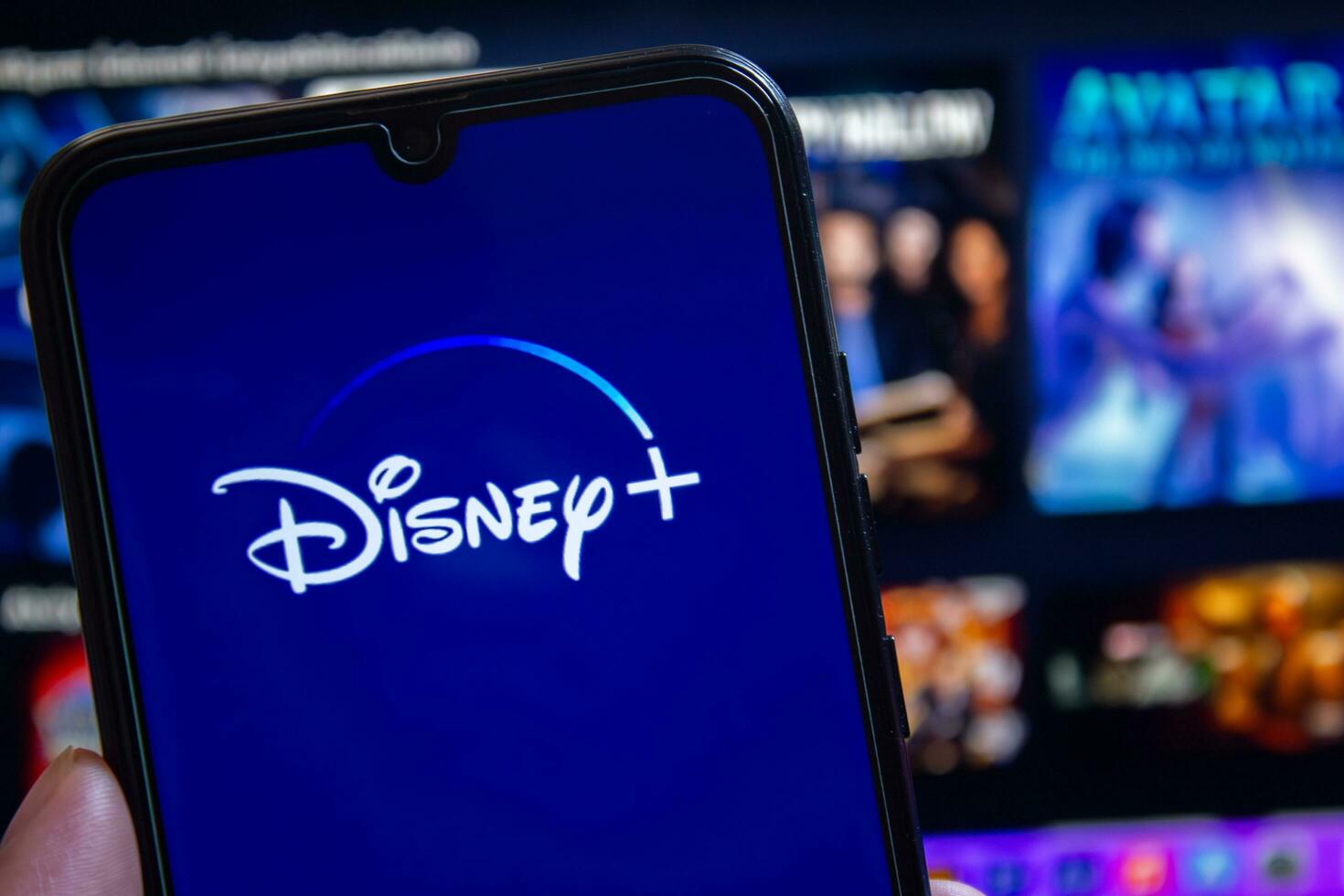 Afyonkarahisar, Turkey, December 20, 2023. Disney Plus logo displayed on smartphone screen. photo