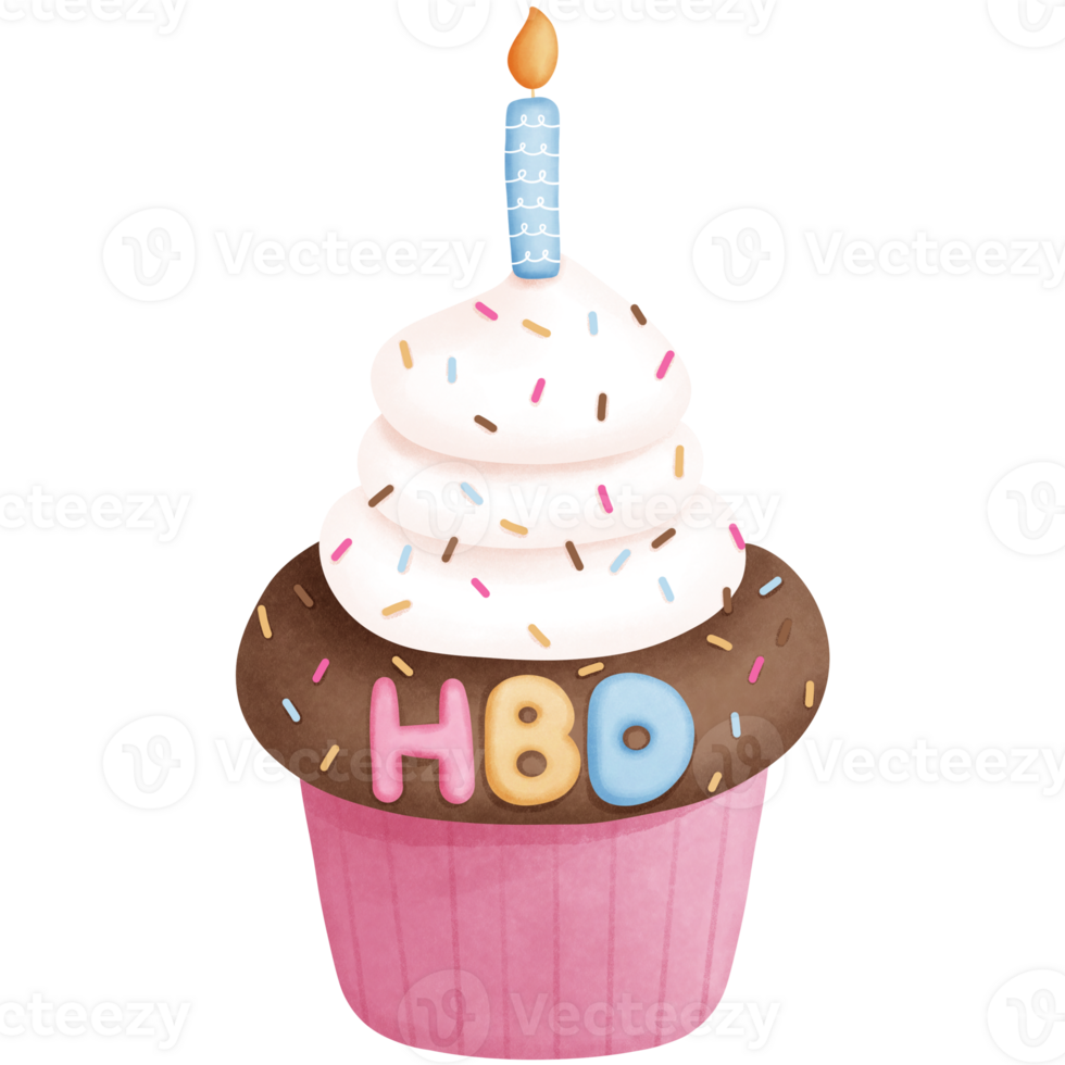 aquarelle anniversaire gâteau clipart.chocolat gâteau, anniversaire gâteau avec crème et bougie illustration. png