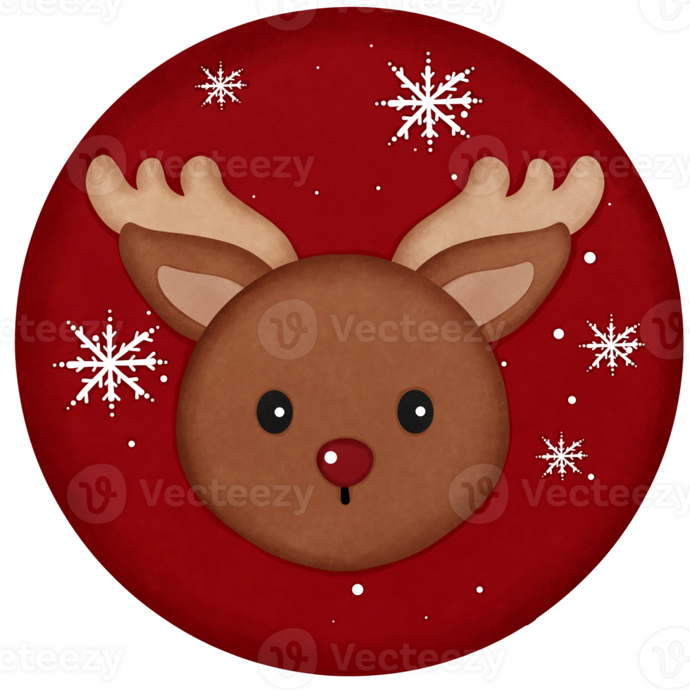 Watercolor gingerbread cookie clipart.Red gingerbread cokie with cute reindeer illustration. png