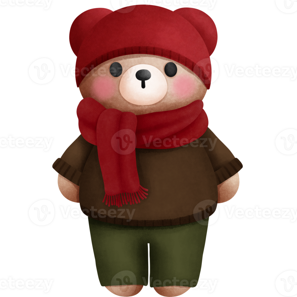 aquarelle nounours ours dans Noël tenues clipart.woodland animal aquarelle clipart. png