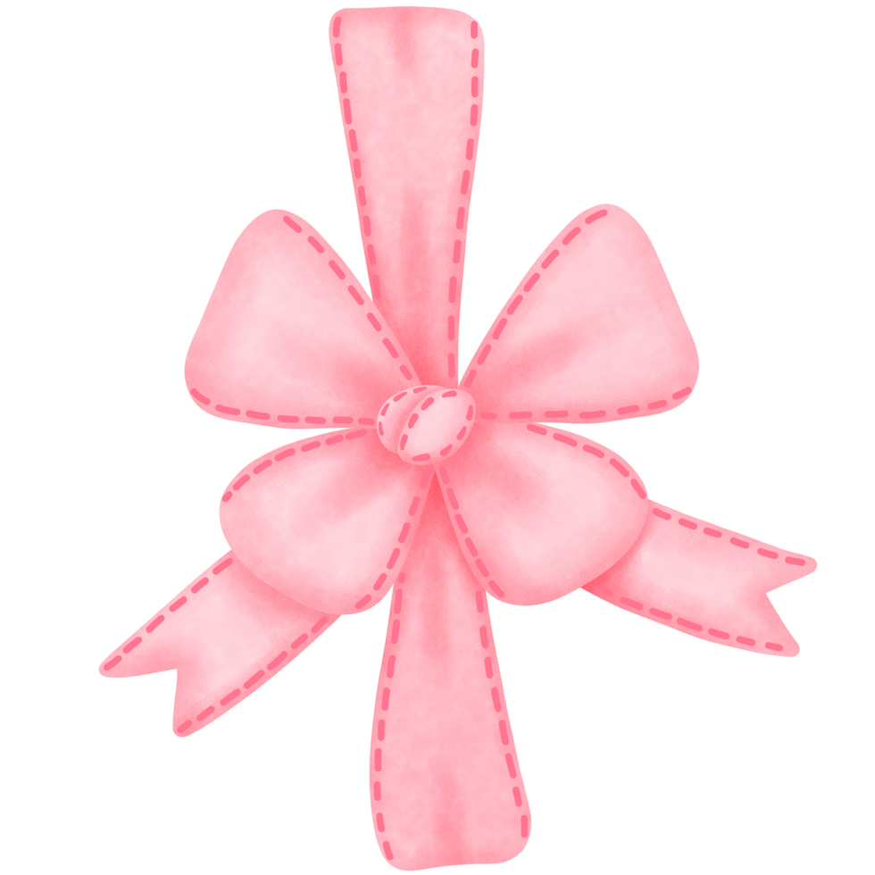 Watercolor pink bow ribbon clipart for romantic valentines day decoration. png