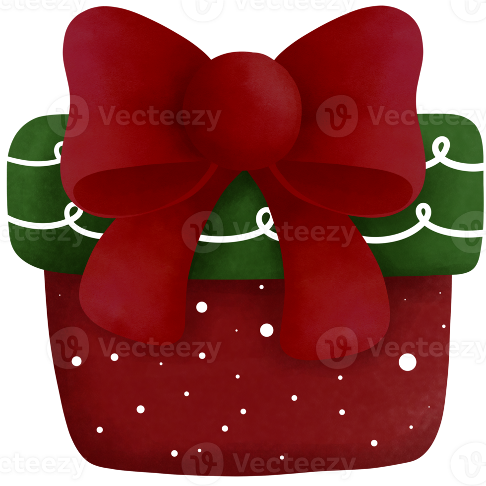 Aquarell rot und Grün Geschenk Box Clipart.Weihnachten Geschenk Dekoration. png