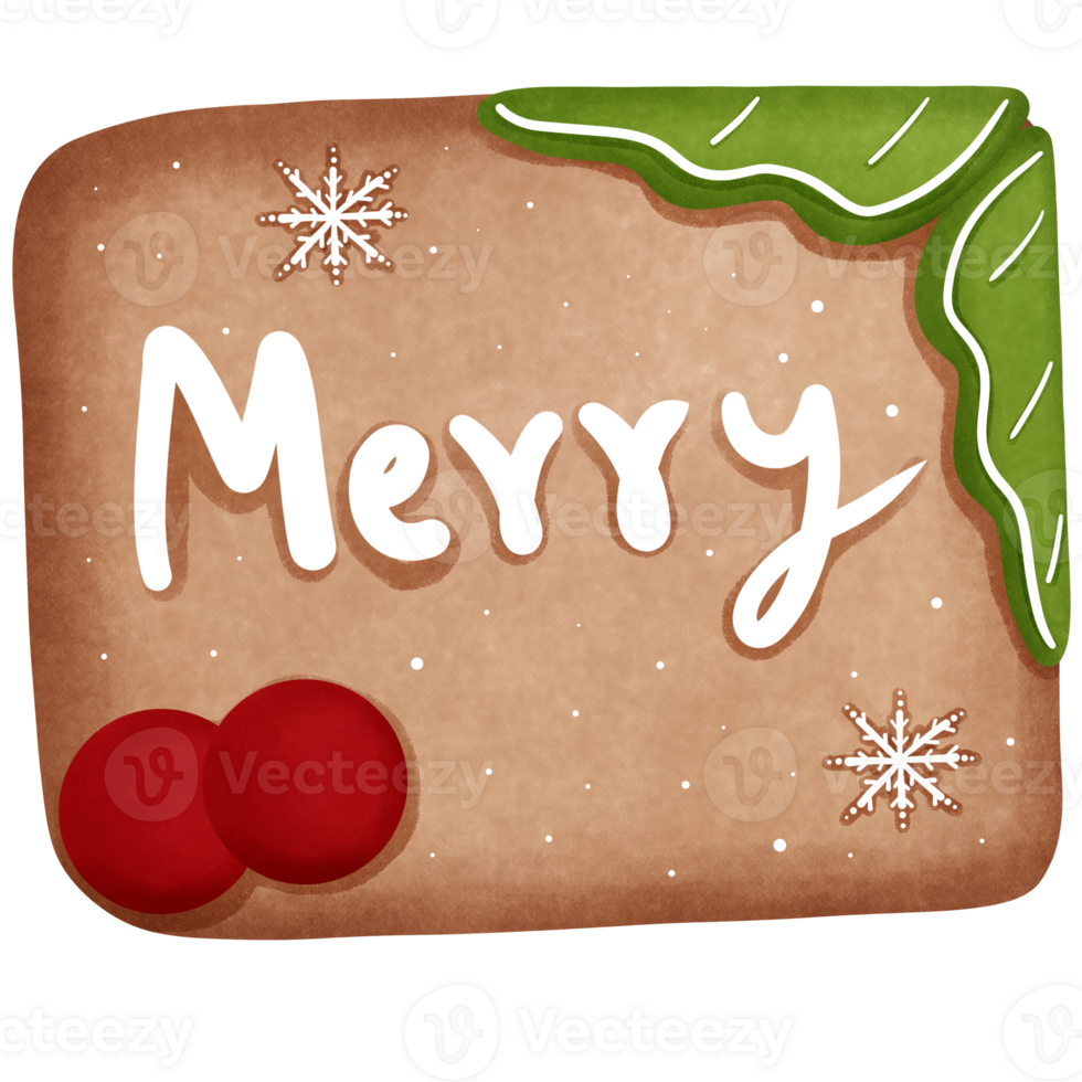 Aquarell Weihnachten Lebkuchen Plätzchen mit Stechpalme Beere Clipart.cookie Illustration. png