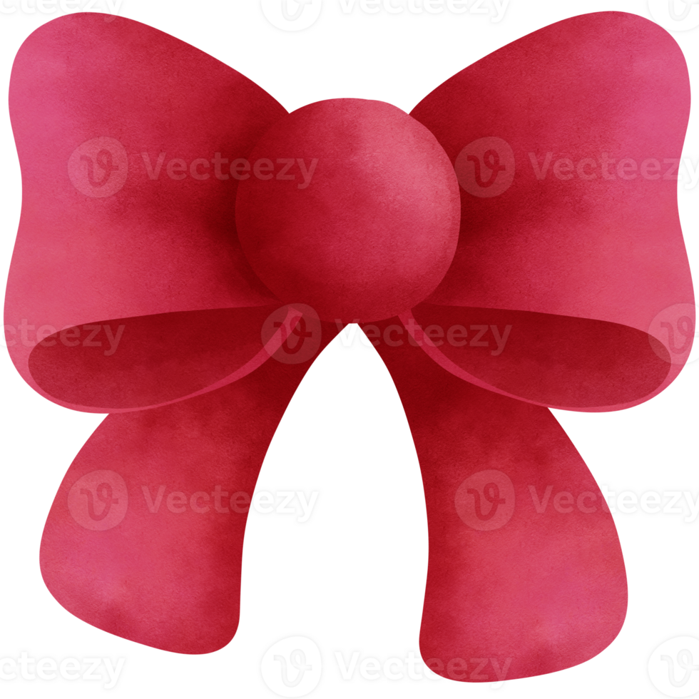 Adorable watercolor red ribbon bow illustration. Festive holiday decoration. png