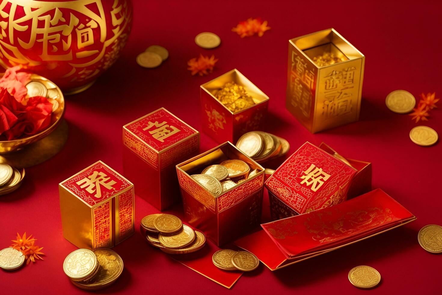 AI generated Chinese new year festival decorations photo