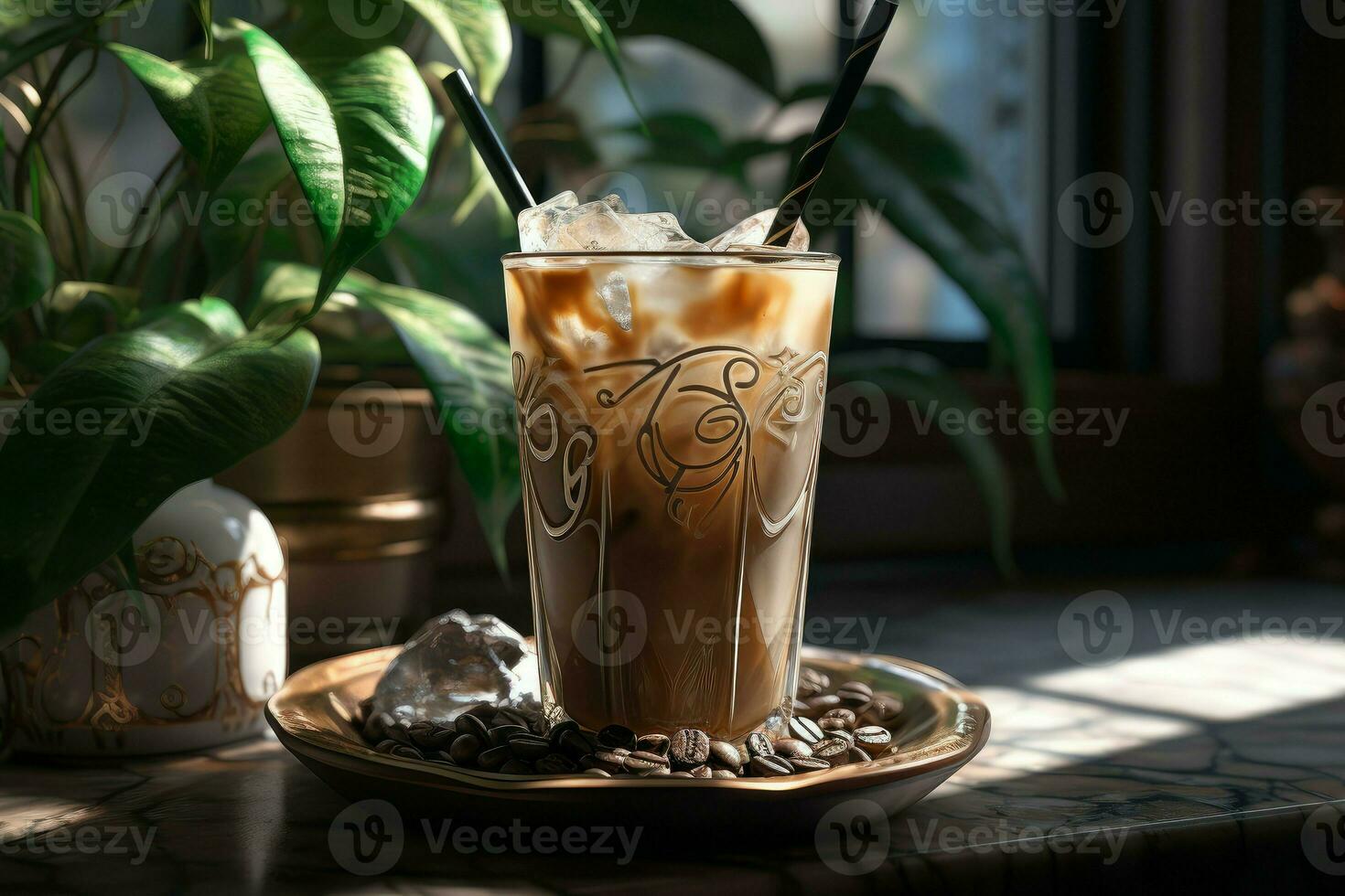AI generated Chilled Iced cappuccino. Generate Ai photo