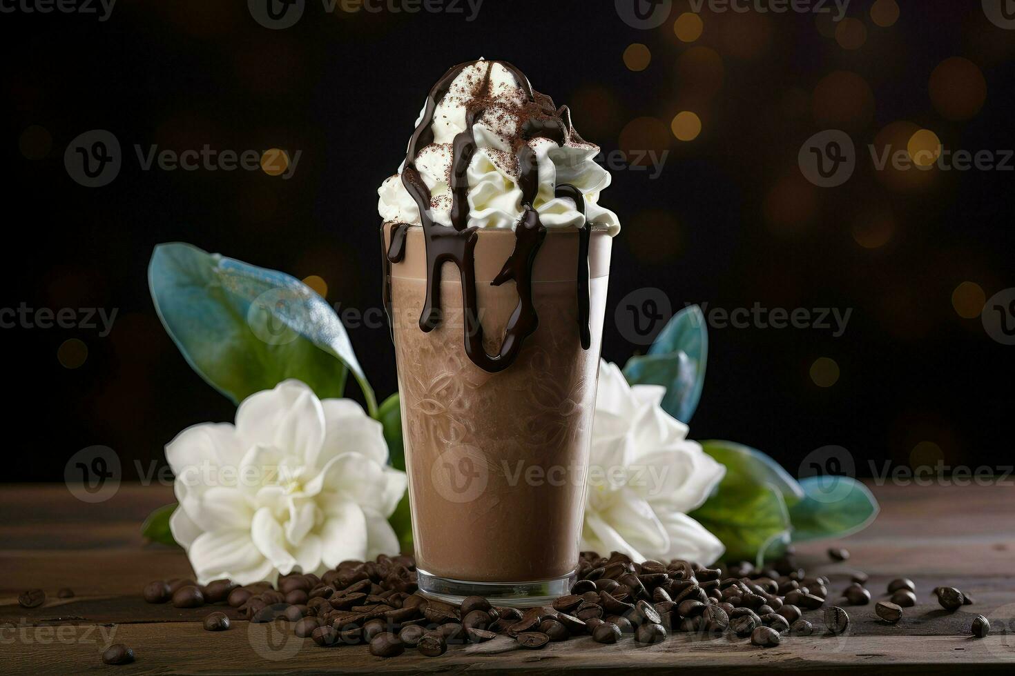 AI generated Frothy Ice blended cocoa vanilla. Generate Ai photo