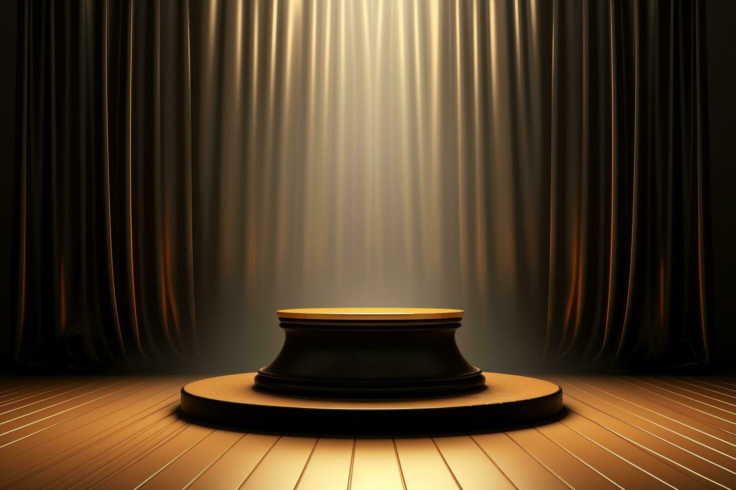 AI generated Abstract luxury dark gold platform podium for product presentation photo