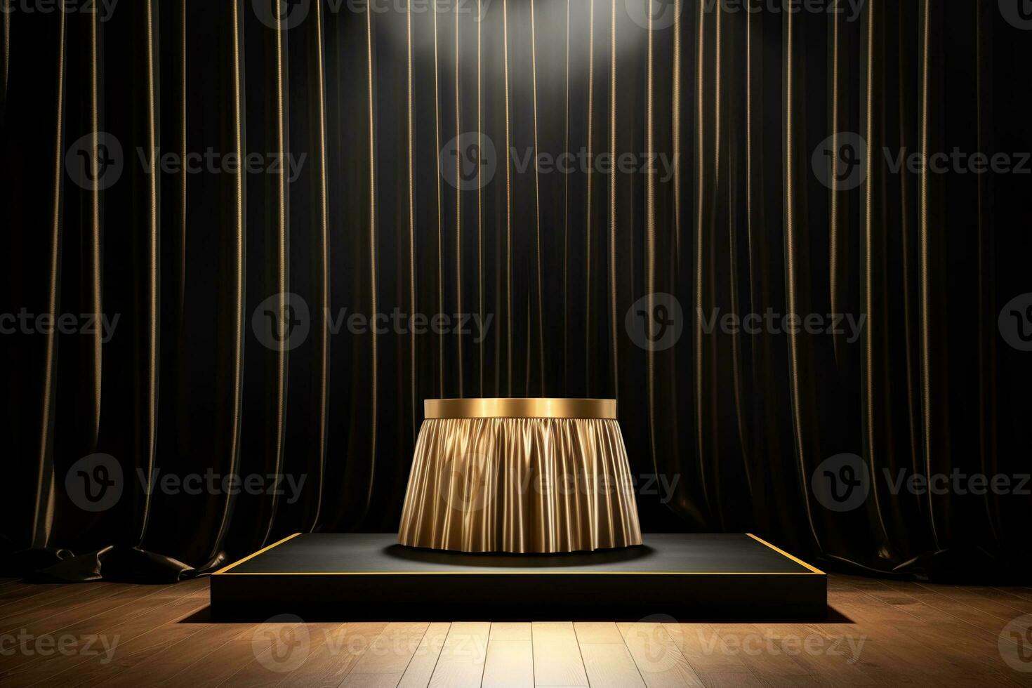 AI generated Abstract luxury dark gold platform podium for product presentation photo