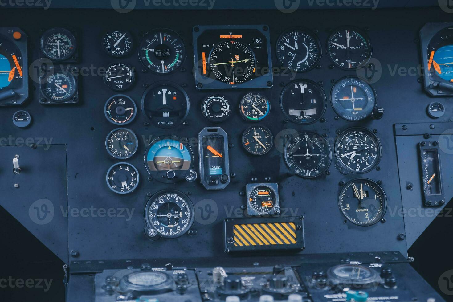 inside a big jet flying plane cockpit,flying above clouds photo