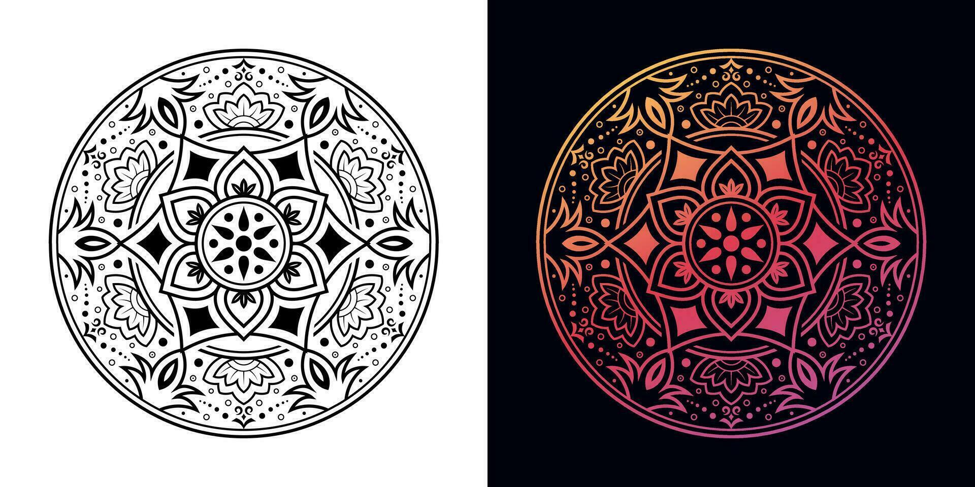 mandala isolated on background. gradient mandala with floral patterns vector