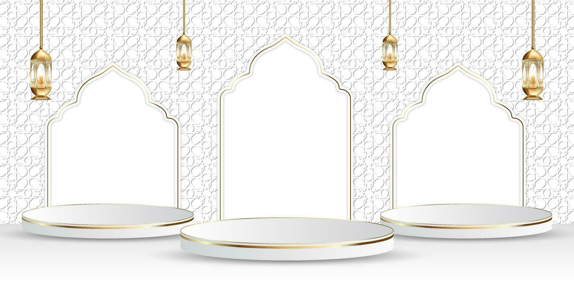 set of product podiums with an Islamic background. vector