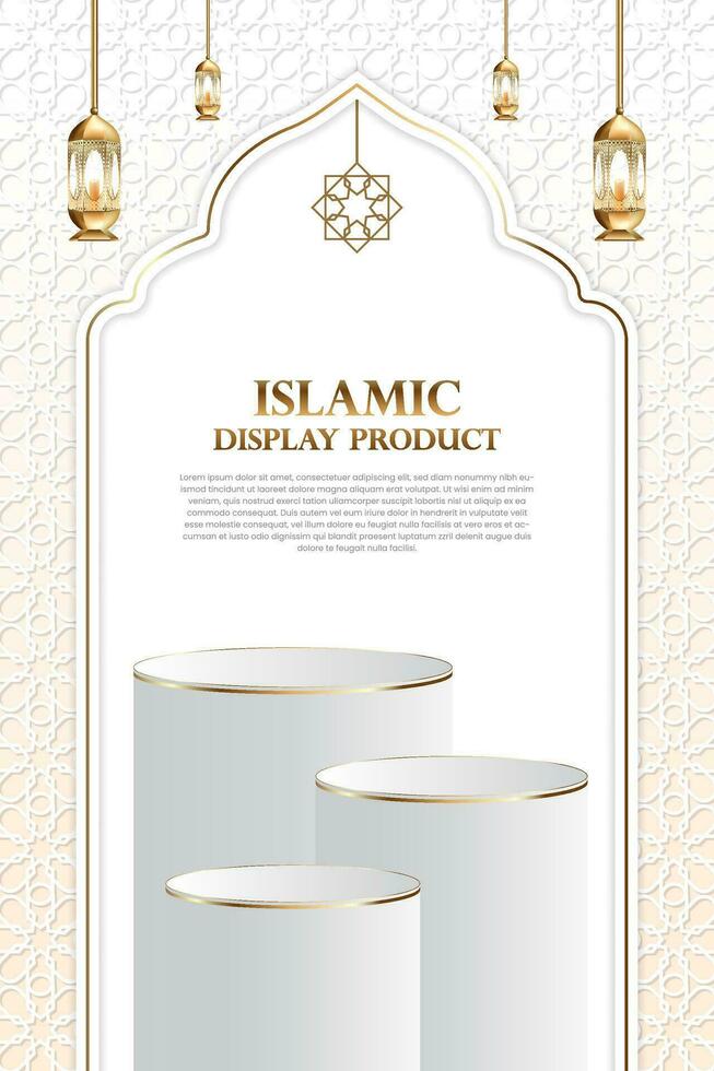 Product podium display with an Islamic background. vector