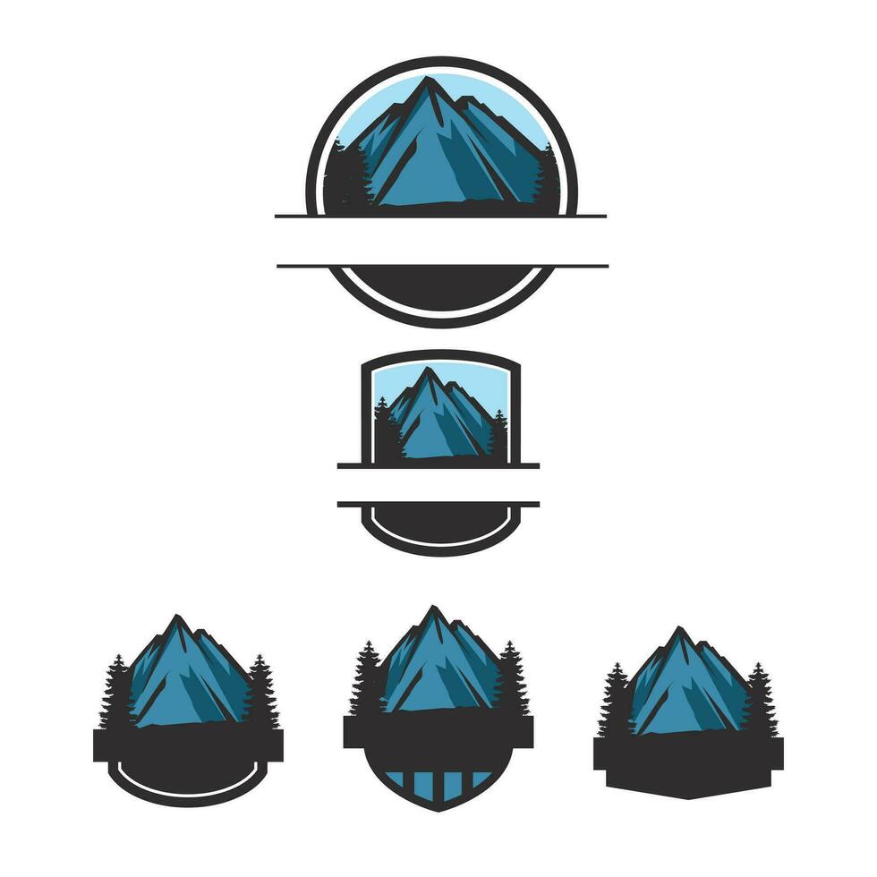 blue mountain logo set vector