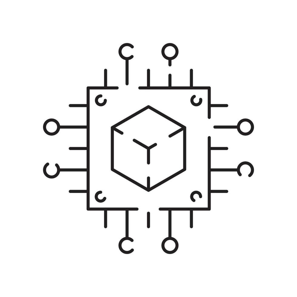 Blockchain vector line icon or design element in outline style.