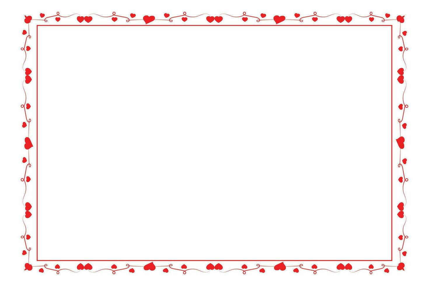 Heart Swirl Romantic Love ornaments isolated border layout, red hearts ornate award frame border, Valentines Day Card Border Square frame design, decorative heart rectangle frame vector element