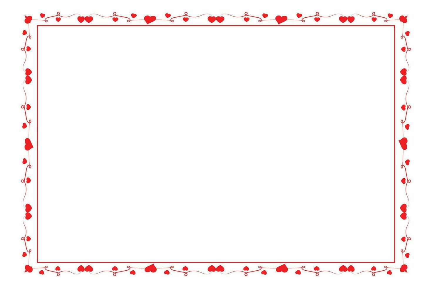 Heart Swirl Romantic Love ornaments isolated border layout, red hearts ornate award frame border, Valentines Day Card Border Square frame design, decorative heart rectangle frame vector element