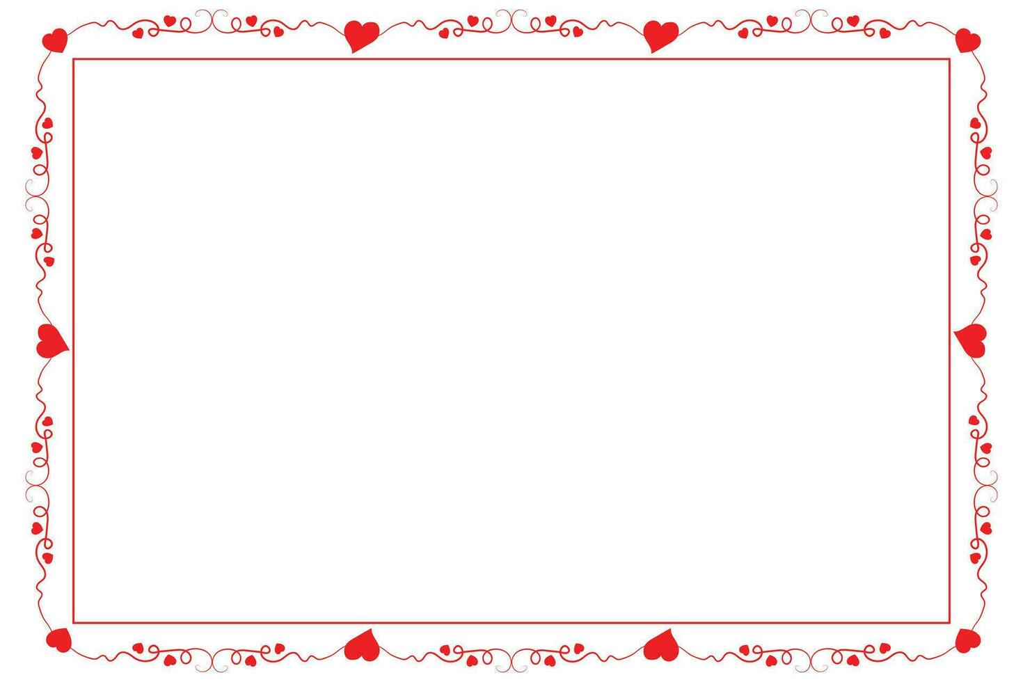 Heart Swirl Romantic Love ornaments isolated border layout, red hearts ornate award frame border, Valentines Day Card Border Square frame design, decorative heart rectangle frame vector element